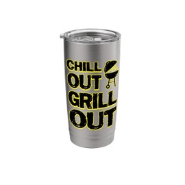 Trendy Chill Out Grill Out BBQ Flaming Graphic Stainless Steel Insulated Tumbler