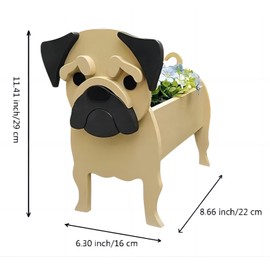 Bamboo's Grocery LoKii Meat Color Pug Dog Planter, Cute Dog Plant Pot, Animal Shape Plant Containers, for Outdoor Indoor and Garden Decoration Plants
