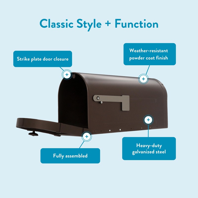 Gibraltar Mailboxes Garrison Large Capacity Galvanized Steel Venetian Bronze, Post-Mount