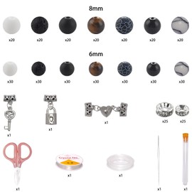 Mchruie Stone Beads for Jewelry Making, Charm Bracelet Making Kit, 450Pcs Beads for Bracelets Making Kit DIY Magnetic Bracelets for Couples Lovers