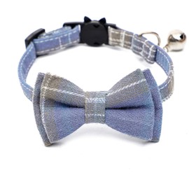 Cat Collar with Bell, Cat Collar, Dog Collar, Pet Collar, Cute, Bowknot Included, Checkered Pattern, Adjustable, Easy to Put on and Take off, Lightweight, Safe, Ribbon, Cute, Fashionable, Modern, Pet