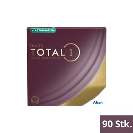 Dailies Total1 for Astigmatism Soft, Pack of 90, BC 8.6 mm, DIA 14.5 mm, CYL 1.25, Axis 070, -00.50 Dioptres