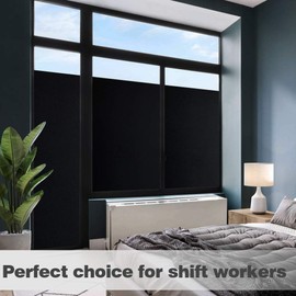 Static Cling Total Blackout Window Film 100% UV Blocking Window Darkening Film Black Opaque Privacy Window Tint Removable Plastic Glass Covering (17.7x78.7 inches)