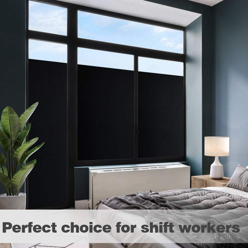 Static Cling Total Blackout Window Film 100% UV Blocking Window