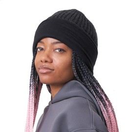 CHARM Winter Scully Caps for Women & Men, Organic Cotton-Lined Baggy Toque Hat for Fall Black