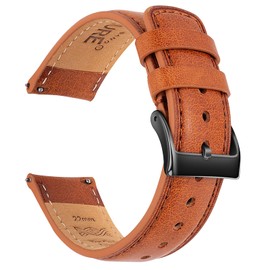SEURE Quick Release Watch Band,Top Genuine Leather Watch Straps 19mm 20mm 21mm 22mm 24mm for Men and Women (22mm, Light brown-Black)
