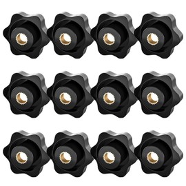 BRIIKPP Star Knob Nuts Female Thread Star Knobs Hand Grip Clamp Nuts for Plastic Knobs Machine Tools DIY Drill Press Set of 12 (M6)