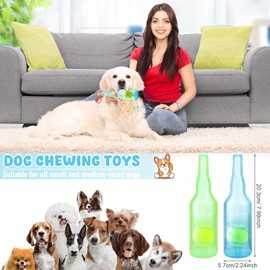 Kau-Toys für Hunde, quietschende Hundetoys mit Tennisball, unverwüstliche Flaschen-Puppytoys, mittelgroße und große Hunde. Geeignet für Outdoor-Spiele, Training, Kauen (Blau & Grün, Kleine)