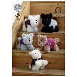 King Cole 9056 Knitting Pattern Westies Dog in Tinsel Chunky ... by King Cole