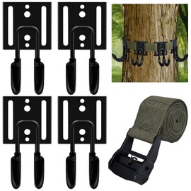 Treestand Strap Gear Hangers for Hunting，Gears Bow Hunting Tree Stand Accessories Holder with 4 Strong Double Tree Hooks and Sturdy Thick Tie Down Straps for Gears Bow Quiver Backpack Tree Saddle