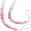 Silicona Porta Chupon para Bebe con Clip Sujeta Chupon (Rosa)