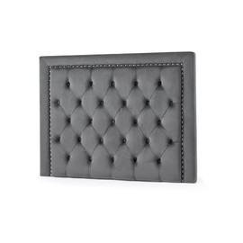 Tavira Allure® College Dorm Headboard - Tufted Rivet - Velvety Charcoal Gray