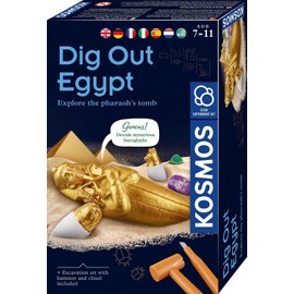 KOSMOS 617370 Pharaoh Treasure, Excavation Kit, Digging Real Gemstones and Sarcophagi Yourself, with Hammer and Chisel, Experiment Set for Children from 7 Years, Multilingual Instructions