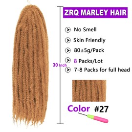 ZRQ Marley Curly Twist Braiding Hair, 30 Inch Blonde Synthetic Afro Twist (27#, 8 Packs)