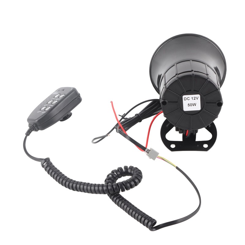 50W 120dB Car Loud Horn 6 Sounds Emergency Warning Alarm