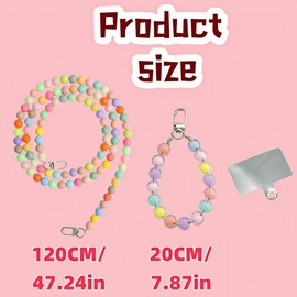 SDXCJY Beaded Phone Bracelet Strap,Beaded Phone Bracelet Strap short wrist,cell phone cord for hanging, universal reversal band including. (Colorful)