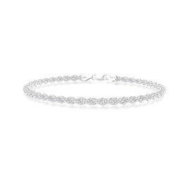 nometo 925 Sterling Silver Rope Chain Bracelet 3mm Silver Bracelet for Men Women Silver Bracelet 6.5-9 Inches（9）