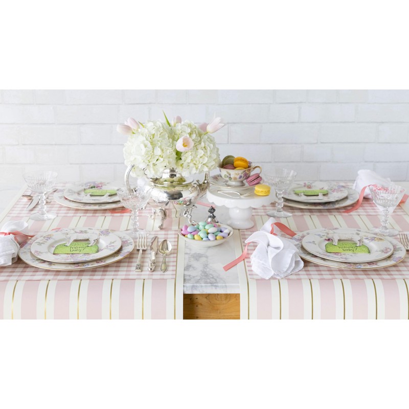 Pink Gold Striped Table Runner - Disposable Paper Table Runner