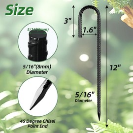 Besitu 12 Inch Rebar Stakes J Hook Ground Stakes 16-Pack Heavy Duty Galvanized Chain Link Fence Stakes Metal Tent Stakes for Outdoor Lawn Decorations Inflatables Canopy Swing Set