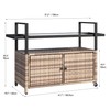 YITAHOME Large Outdoor Kitchen Wicker Island Rolling Cart & Patio