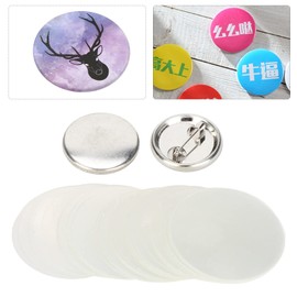 Pack of 100 Button Blanks 32 mm Pin Buttons Accessories Lapel Buttons Set with Safety Pin Button Blanks for Button Machine for DIY Craft Souvenirs Gifts Crafts, Metal