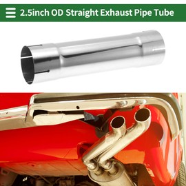 Motoforti 2.5" OD 254mm/10inch Length Straight Exhaust Pipe Tube T304 Stainless Steel DIY Custom Car Tubing Piping Surface Polishing Silver Tone