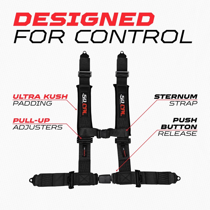 1pc 4 Point Harness for Bucket Seat, Push Release, 10