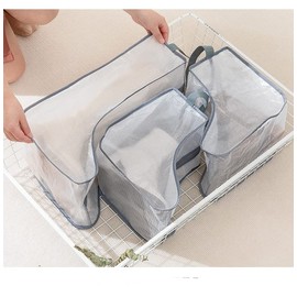 2 Set Boot Storage,Portable Short Boots and Tall Boots Storage or Protector Bag,Shoe Dust Bags,Shoe Sleeves for Travel,Clear Boots Cover,Shoes Packing Organizers for Men & Women Sneakers (Grey Edge)
