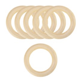 TOOINKCV 6 Pcs 90mm Wooden Rings for Crafts,Natural Unfinished Wood Rings, Natural Wooden Teething Rings, Wooden Loops Rings for DIY Craft Jewelry Making Pendant Connectors (Φ90mm)