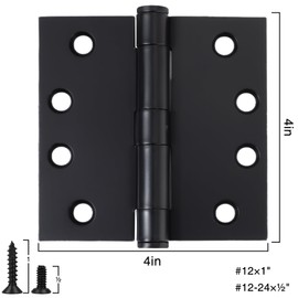 TDCHINGES Exterior 4x4 Inch Door Hinges 3.3mm Thick Heavy Duty Matte Black