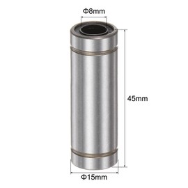 sourcing map 4pcs LM8LUU Linear Ball Bearings, 8mm Bore Dia, 15mm OD,45mm Length, Linear Motion Bearing for CNC Machine Tool 3D Printer