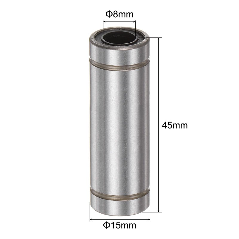 sourcing map 4pcs LM8LUU Linear Ball Bearings, 8mm Bore Dia,