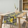 Fresh Lemon Table Runner, Yellow Lemon Black White Buffalo Check
