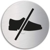 Stainless Steel Door Sign No shoes Ø 130 mm 6972