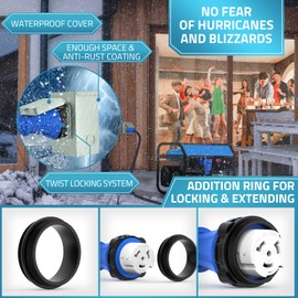 PAULINN PAULINN Generator Cord 50 Amp 25FT & Power Inlet Box, NEMA 14-50P/SS2-50R Twist Lock Extension Cord with NEMA SS2-50P Generator Inlet, ETL Listed, Weatherproof, Emergency Power Combo Kit