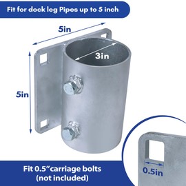 TPSHKE Dock Hardware 3" Galvanized Dock Pipe Leg Holder/Sleeve，Galvanized (1 Pack Side Leg Pipe Holder)