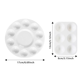 10 PCS/Set Paint Tray Palettes,Paint Palettes, Plastic Round Palette Rectangular Paint Tray for Kids, Adult, Student Watercolor Acrylic and Oil DIY Craft Professional Art Painting(White)