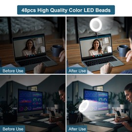 Sancheay Video Conference Lighting Kit, LED Ring Light for Webcam Lighting, 3 Light Modes & 10 Dimmable Brightness Levels, for Virtual Meeting, Remote Working, Broadcasting, Live Streaming, Makeup