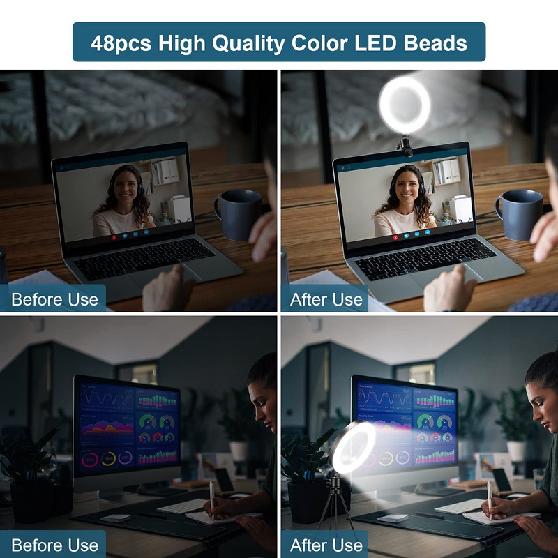 Sancheay Video Conference Lighting Kit, LED Ring Light for Webcam
