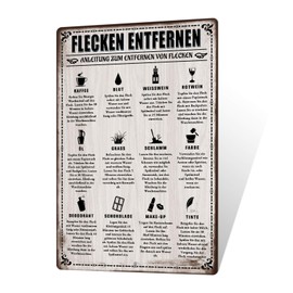 Putuo Decor Stains Remove Tin Sign - Funny Washing Tips Wall Decoration, Vintage Metal Sign for Laundry Room, Household Room, 30 x 20 cm (Remove Stains)