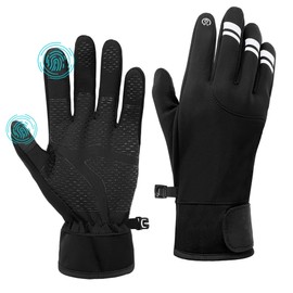 ehsbuy Winter Touchscreen Running Gloves Mens Warm Windproof Waterproof Anti-Slip Cycling Gloves Thermal Liner Gloves with Hook and Loop Closure Cuff for Biking,Hiking,MTB,Riding
