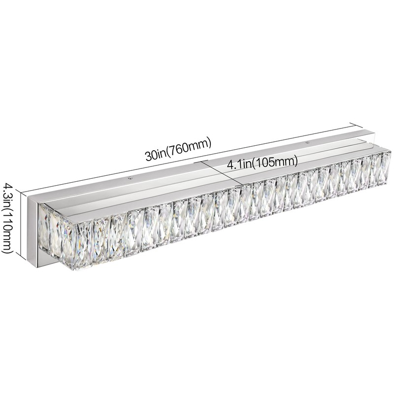 ZUZITO Modern Bathroom Light Fixtures Over Mirror 30 inch Crystal