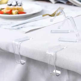 Clear Tablecloth Clips – 4-Pack Non-Slip Table Cover Holders – Small Size, No Drilling Required – Tablecloth Fasteners for Kitchen, Dining, Picnic Use (4, Small)