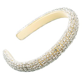 scicent Hair Accessories Non-Slip Rhinestone Padded Hairbands for Girls Wide Padded Head Band Embellished Crystal Hair Bands Sparkly Hair Decoration Bling Bling Hair Hoops - 26810