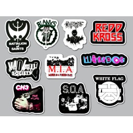 Punk Sticker Pack (10 Stickers) Set 9 Battalion of Saints Blanks grimple redd Kross Weirdos m.i.a Violent Society White Flag ch3 SOA Vinyl Sticker Laptop Hardcore Badge Scene alt Anti DIY Decal Patch