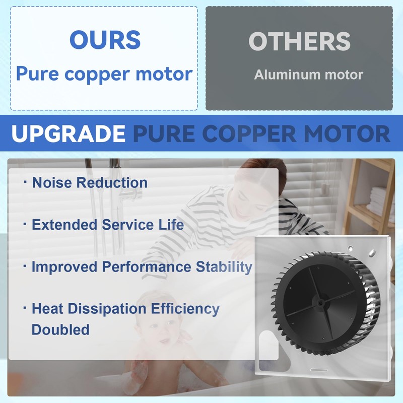 Upgrade Model 676-D/2676F-A Fan, Compatible with Broan 676-D/2676F-A, 680-A,110RDB, 110RDF,