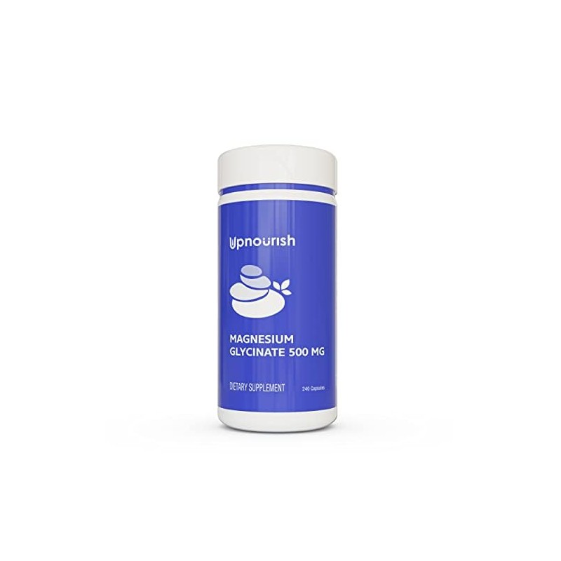 UpNourish- Magnesio Glicinato Quelato 500mg Cápsulas Magnesio Quelado Altamente Absorbible