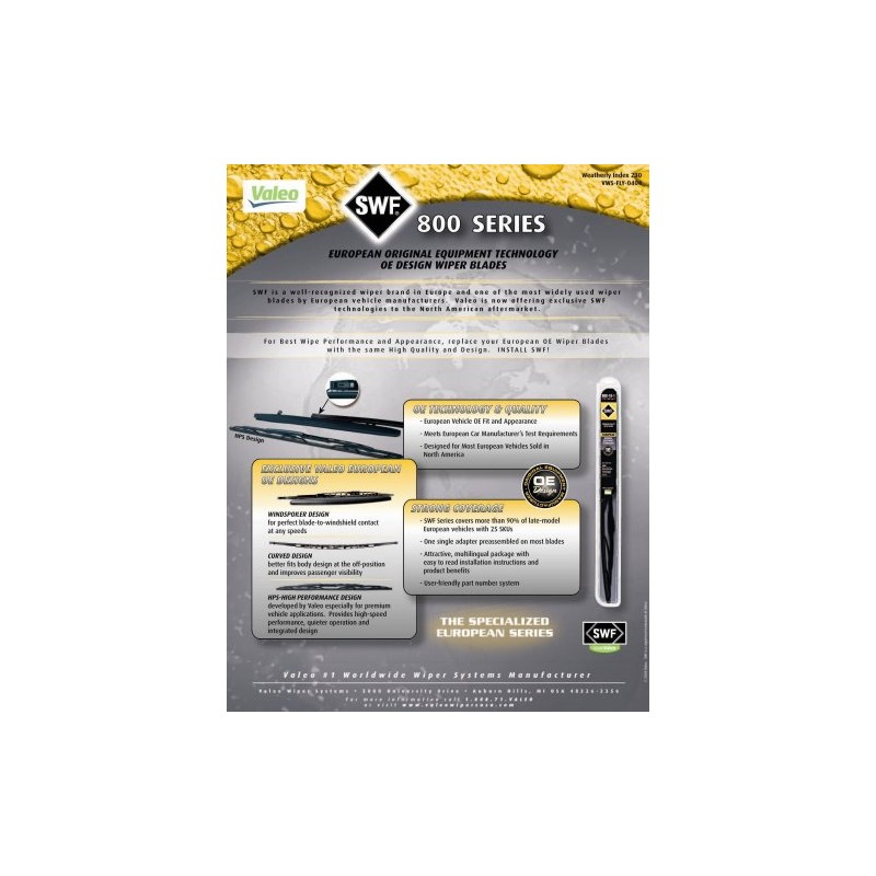 Valeo 800211 SWF Specialized European 800 Series Wiper Blade, 21"