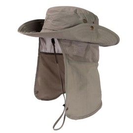 Comhats Safari Hat Men's Adventure Hat Foldable Boonie Hat Mesh Hooded Neck Cover UV Protection Sun Hat Wide Brim UV Outdoor Cycling Climbing Fishing, gray (light gray)