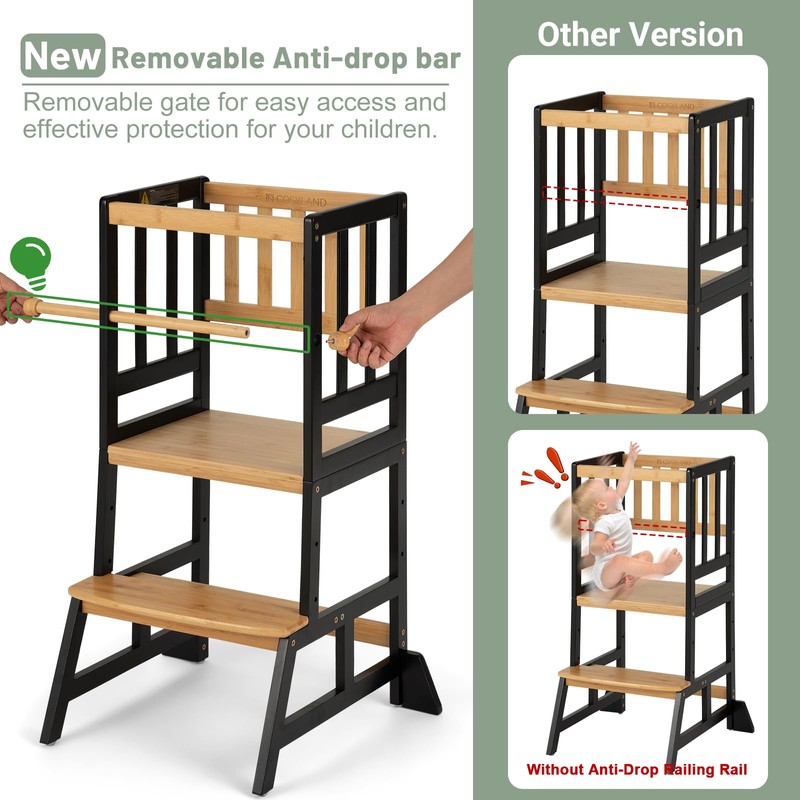COSYLAND Toddler Standing Tower - Adjustable Height Toddler Kitchen Stool